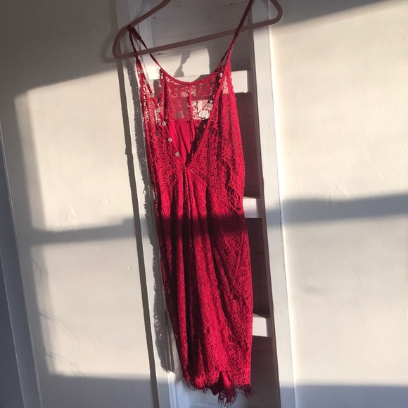 Red lace dress ~ free people - Picture 1 of 8